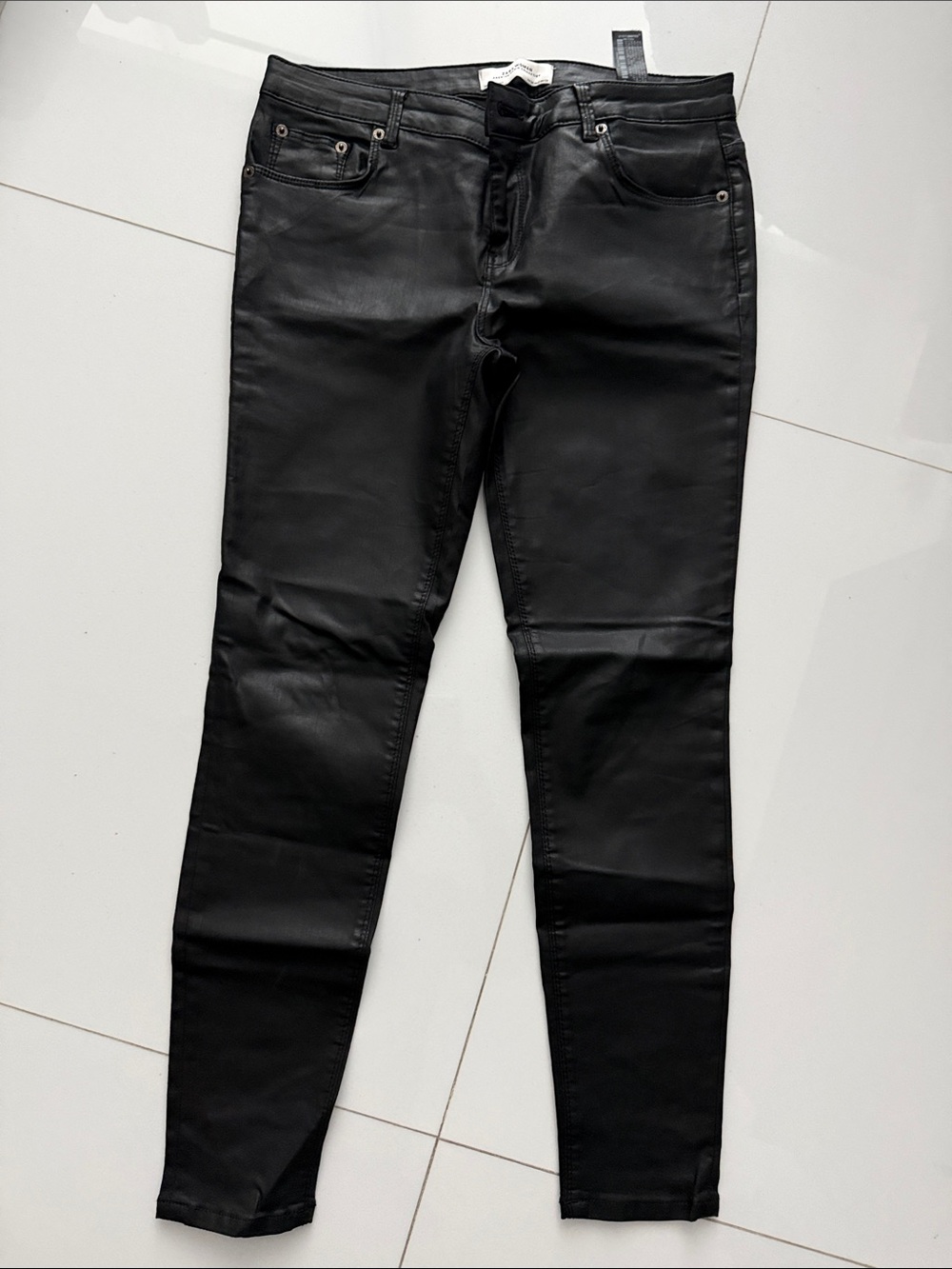 Zara Black Skinny Coated Jeans